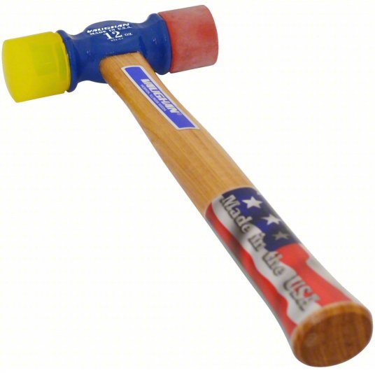 Vaughan SF12 Soft Face Hammer Nylon, 12 oz Head Wt, 1 3/8 in Tip Dia, 13 in Overall Lg, Replaceable Tips, Steel