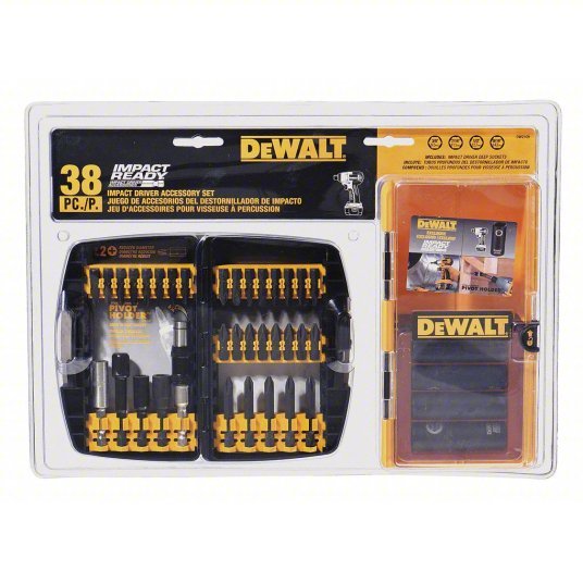 DeWalt DW2169 Screwdriver Bit Set, 38 No. of Pieces, 1/4 in Hex Shank Size, Steel