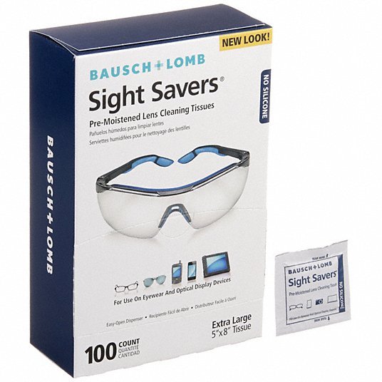 Bausch & Lomb 8574GM Sight Savers Premoistened Lens Cleaning Tissues, 8 x 5, 100PK