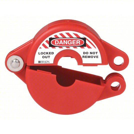 Brady 65564 Gate Valve Lockout Hinged, For 13 in Max Hand Wheel Dia, For 10 in Min Hand Wheel Dia, Red