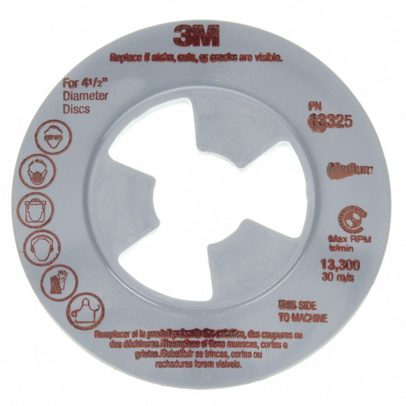 3M 13325 Disc Face Plate, 4 1/2 in Dia, Medium, Gray, PK10