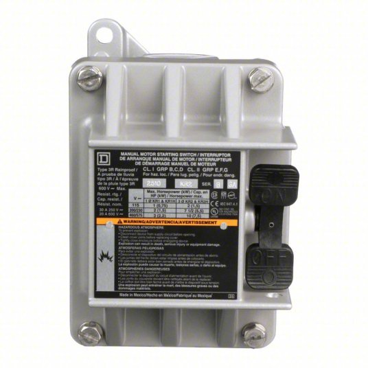 Square D 2510KR2 Manual Motor Switch 3 Poles, 20 A, 0.75 in Hub Dia, Dead End