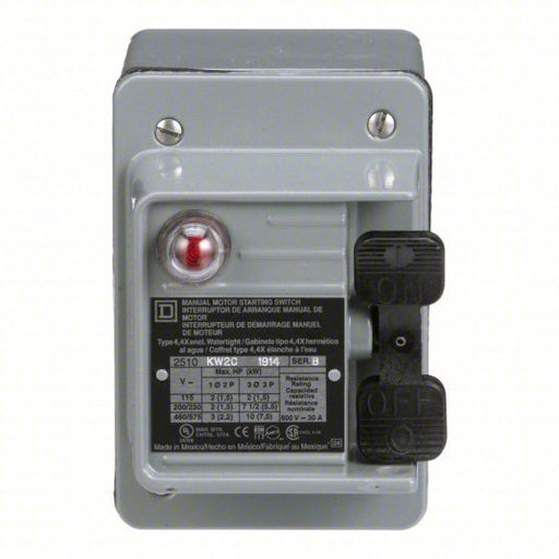 Square D 2510KW2C Manual Motor Switch 3 Poles, 30 A, 4 NEMA Rating, Pilot Light: Red Light (440-600V AC)