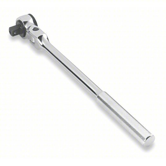 Proto J5457F Hand Ratchet Round, Reversing, 17 in Overall Lg, Chrome, 5° Min Arc Swing, 1/2 in Drive Size
