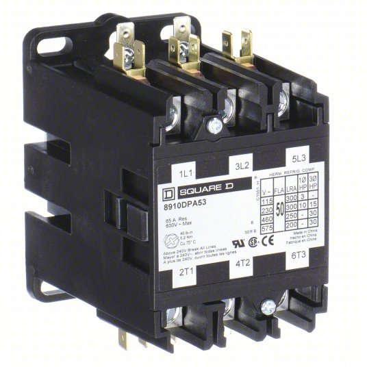 Square D 8910DPA63V14 Definite Purpose Magnetic Contactor 3 Poles, 24V AC, 60 A, Non-Reversing
