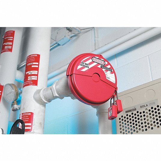 Master Lock 482 Gate Valve Lockout Collapsible Gate Valve Lockout, For 6 1/2 in Max Hand Wheel Dia, Red
