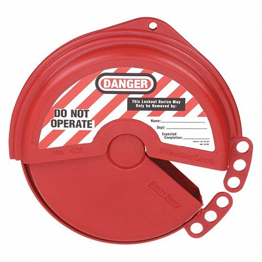 Master Lock 481 Gate Valve Lockout Collapsible Gate Valve Lockout, For 5 in Max Hand Wheel Dia, Red