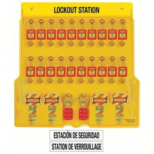 Master Lock 1484BP410 28 Components Included, Lockout Station, Keyed Different Padlocks