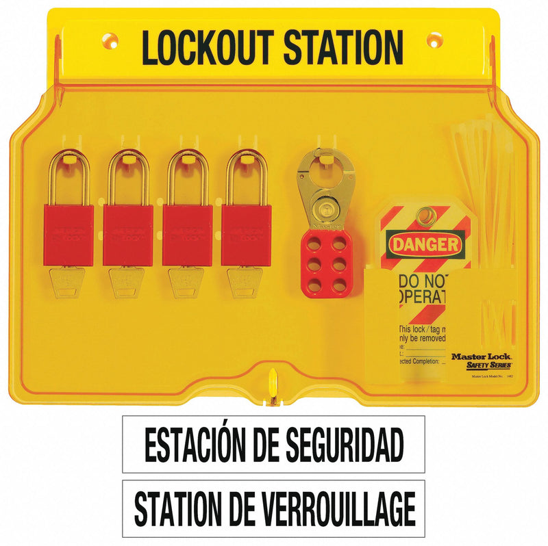 Master Lock 1482BP1106 Lockout Station, 7 Components Included, Gen, Padlock Station, Keyed Different Padlocks