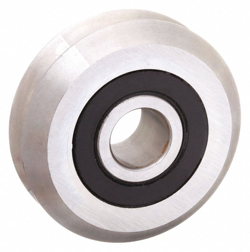 PBC Linear VWSS1 V-Guide Wheel Bearing, 0.771 in OD, 303 Stainless Steel, Sealed, Size 1