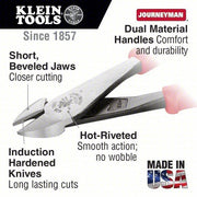 Klein J228-8 High Leverage Diagonal Cutting Plier Std, Straight, Oval, 7/8 in Jaw Lg, 1 1/4 in Jaw Wd, 6 - 8 in