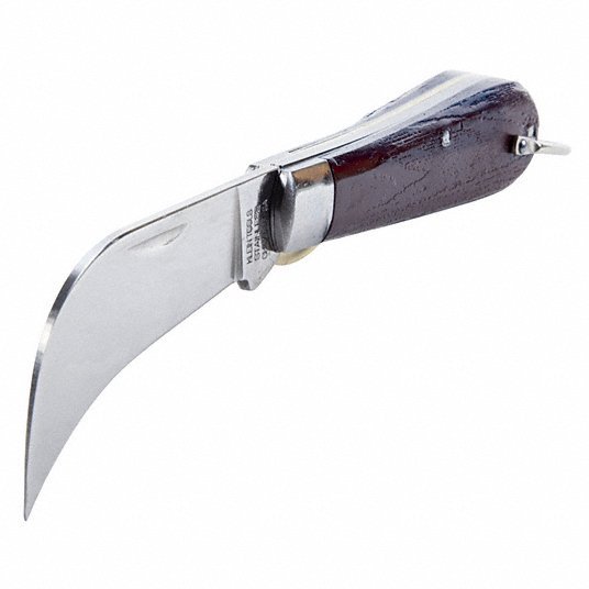 Klein 1550-44 Pocket Knife, Hawkbill, Heavy Duty Work, Plastic, 6-1/8" L.