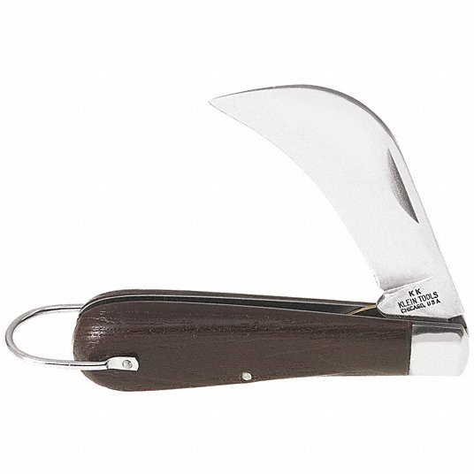 Klein 1550-44 Pocket Knife, Hawkbill, Heavy Duty Work, Plastic, 6-1/8" L.