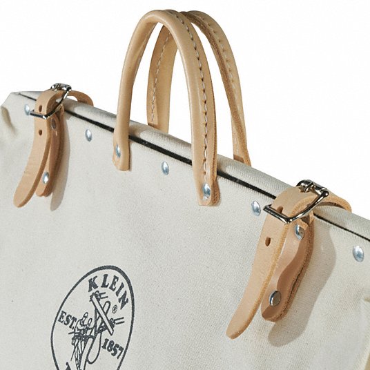 Klein 5102-20 Tool Bag 20 in W x 6 in D x 15 in H, Brown, Canvas, 1 Pockets, 1 Inside Pockets, Canvas