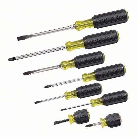 Klein 85078 General Purpose Screwdriver Set 8 Pieces, Phillips/Slotted Tip, Ergonomic Grip