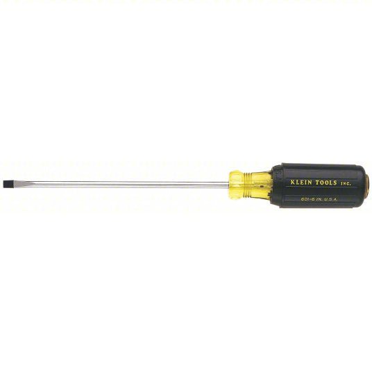 Klein 601-6 General Purpose Slotted Screwdriver 3/16 in Tip Size, 9 3/4 in Overall Lg