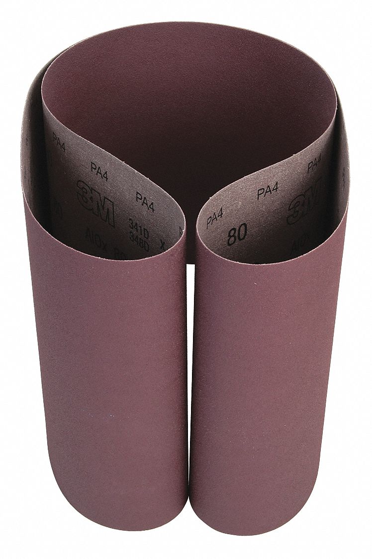 3M 341D Sanding Belt, 10 in W x 70 1/2 in L, Aluminum Oxide, 80 Grit, X Wt Cloth Backing, 10 PK