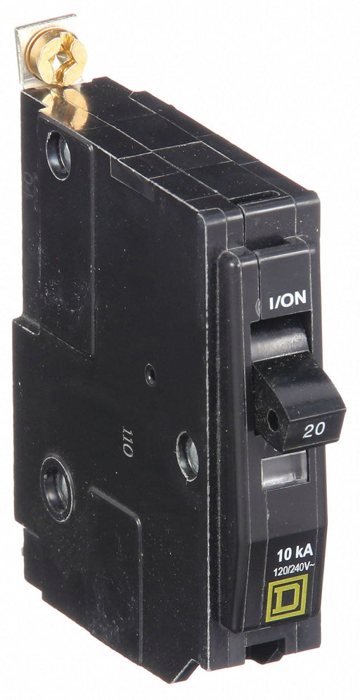 Square D QOB120HID Miniature Circuit Breaker, 20 A, 120/240V AC, Single Phase, 10kA at 120/240V AC, 1 Poles