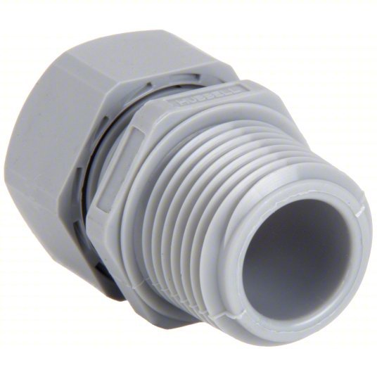 Hubbell SEC50GA Liquid Tight Cord Connector Nylon, 1/2 in MNPT, 0.17 in to 0.45 in, Gray