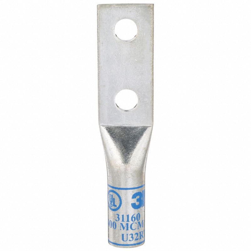 3M 31160 Compression Lugs, For 400 kcmil, Stranded Wire, 1/2 in Stud Size, Long, Copper Barrel
