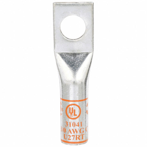 3M 31041 Compression Lugs, 1/2 in Stud Size, 3/0 AWG For Wire Sizes, Stranded Wire Type, Long, Copper