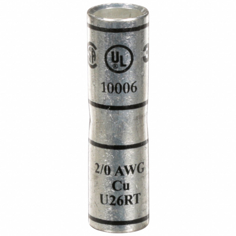 3M 10006 Open Barrel Splice, 2/0 AWG, Black Code, 2 in, Copper