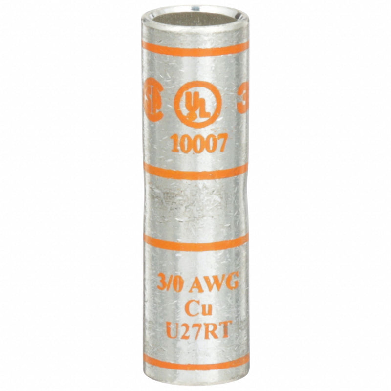 3M 10007 Open Barrel Splice, 3/0 AWG, Orange Code, 2.13 in, Copper