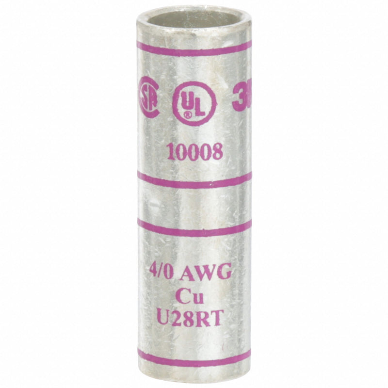 3M 10008 Open Barrel Splice, 4/0 AWG, Purple Code, 2.13 in, Copper
