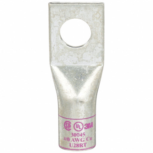 3M 30045 Compression Lugs, 1/2 in Stud Size, 4/0 AWG For Wire Sizes, Stranded Wire Type, Std, Copper