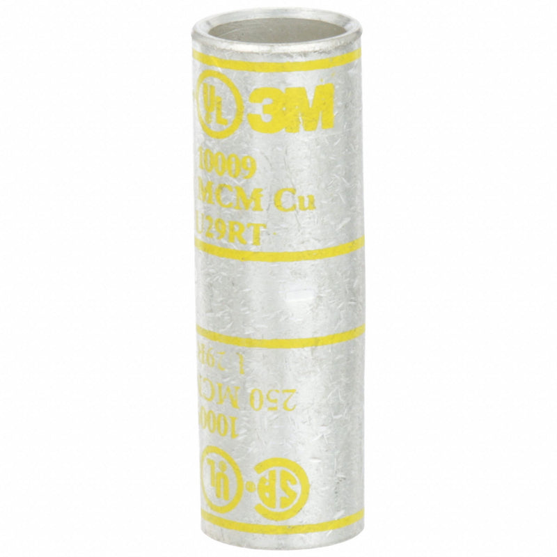3M 10009 Open Barrel Splice, 250 kcmil, Yellow Code, 2.25 in, Copper
