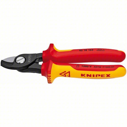 Knipex 95 18 165 SBA Insulated Cable Cutter Multi-Component Handle, Shear, For 19/32 in Max Dia Data Cable