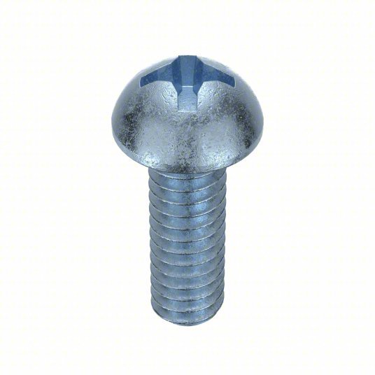 Fabory U24211.025.0050 Machine Screw 1/4"-20 Thread Size, 1/2 in Lg, Steel, Zinc Plated, Round, Phillips, Inch, 100 PK
