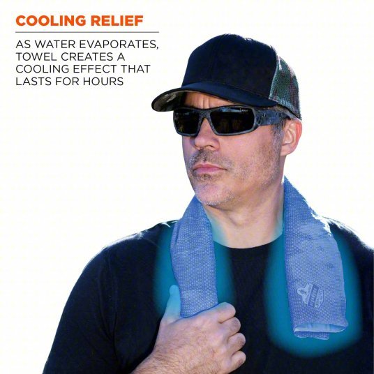 Ergodyne Chill-Its 6602 Evaporative Cooling Towel Blue, Universal, PVA, Evaporative-Cooling