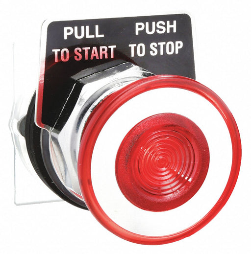 Schneider 9001KR9R Mushroom Head Push Button, Red, 30 mm Mounting Size, Metallic, Maintained