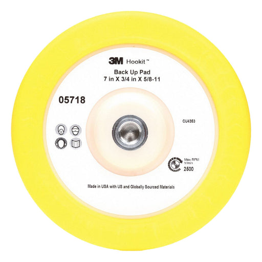3M 05718 Hook-and-Loop Disc Backup Pad, 7 in Dia, Rubber