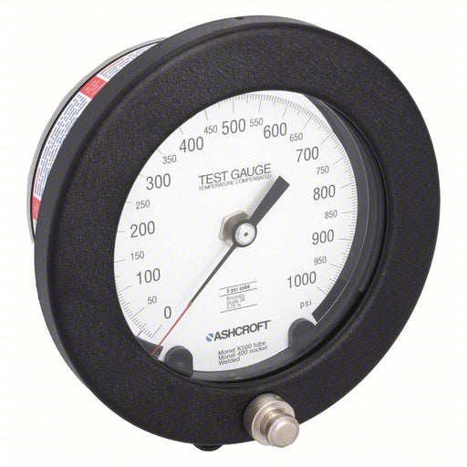 Ashcroft 45-1082PS 02L 1000 Test Pressure Gauge, 0 to 1,000 psi, Std Gauge, Grade 3A - Test, 1082