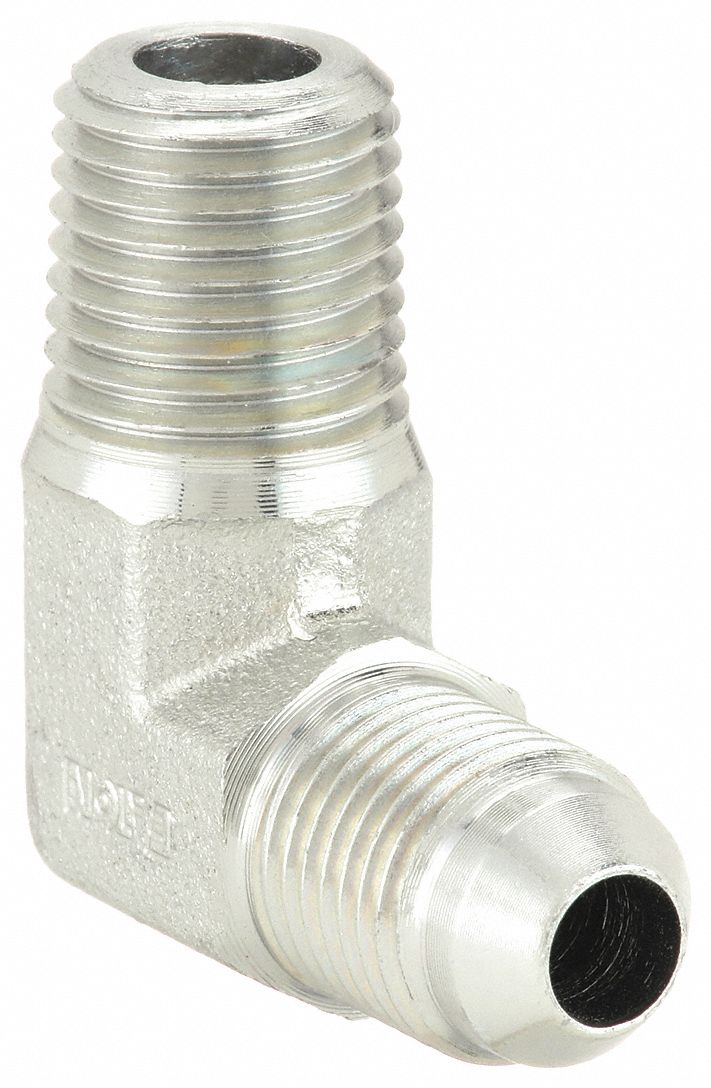 Aeroquip 2024-4-5S Hydraulic Hose Straight Adapter, NPT Threaded x JIC Threaded, Male x Male, Rigid, 90° Elbow