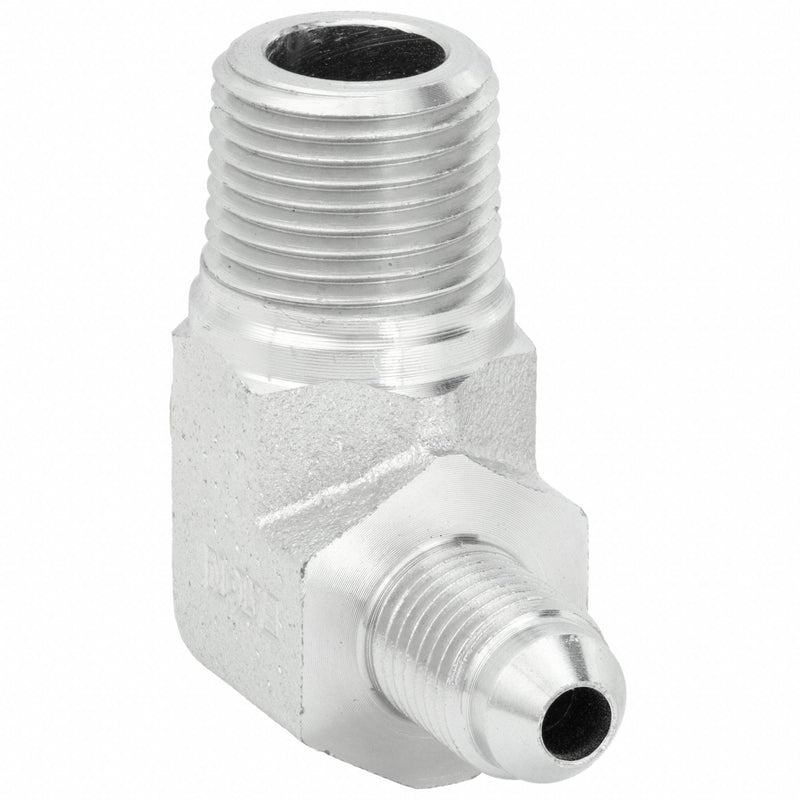 Aeroquip 2024-8-10S Hydraulic Hose Straight Adapter, NPT Threaded x JIC Threaded, Male x Male, Rigid, 90° Elbow