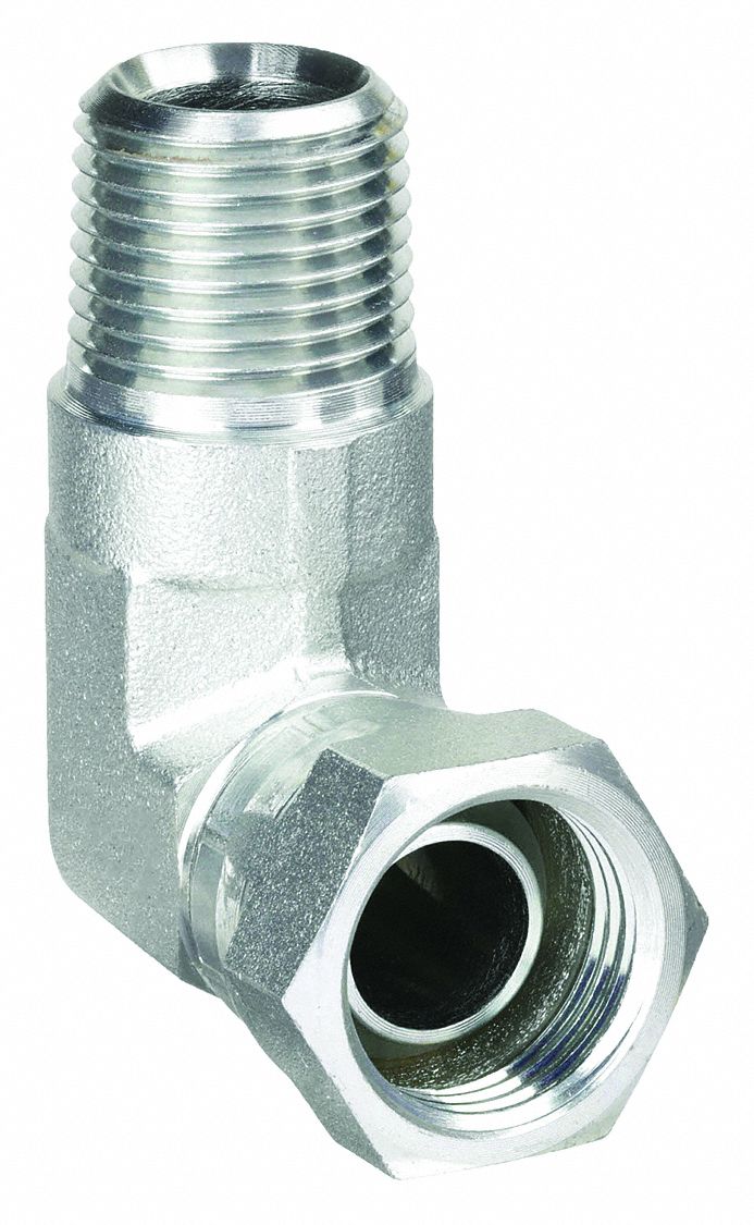 Aeroquip 2047-12-12S Hydraulic Hose Straight Adapter, NPSM Threaded x NPT Threaded, Female x Male, Swivel, 90° Elbow