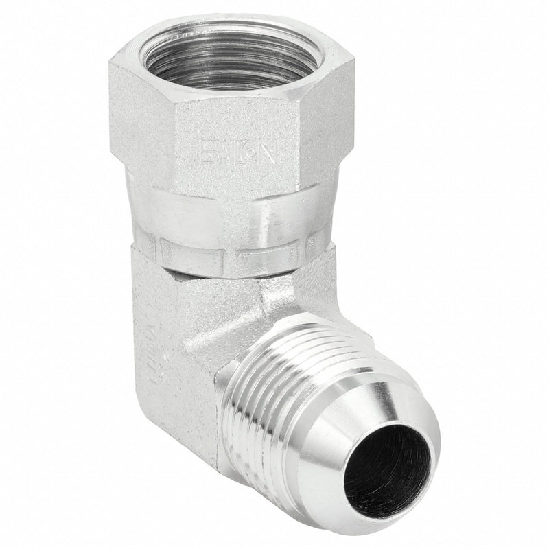 Aeroquip 2071-6-6S Hydraulic Hose Straight Adapter, JIC Threaded x JIC Threaded, Male x Female, Swivel, 90° Elbow