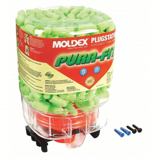 Moldex 6844 Ear Plug Dispensing System Dispenser with Refill, Bullet, 33 dB NRR, 250 Pairs, Uncorded