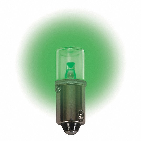 CEC Industries LM1012MB-G Compact LED Bulb LED, Miniature Bayonet (BA9s), (T) Tubular, T3-1/4, 12V DC, Green