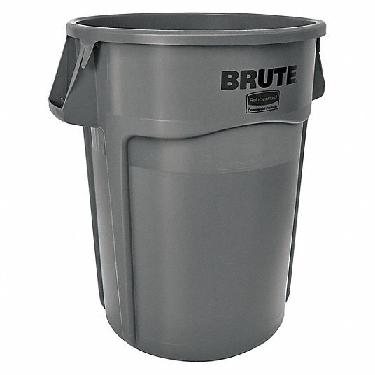 Rubbermaid FG264360GRAY 44 Gal Plastic Round Trash Can, Gray