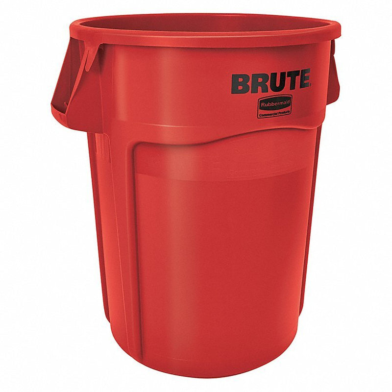 Rubbermaid FG264360RED 44 Gal Plastic Round Trash Can, Red