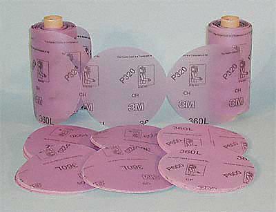 3M 360L PSA Sanding Disc Roll, 5", NH, Aluminum Oxide, P500 Grit, 3 mil Wt Film, 125 /PK