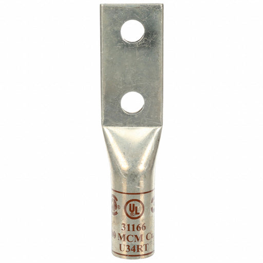 3M 31166 Compression Lugs, For 500 kcmil, Stranded Wire, 1/2 in Stud Size, Long, Copper Barrel