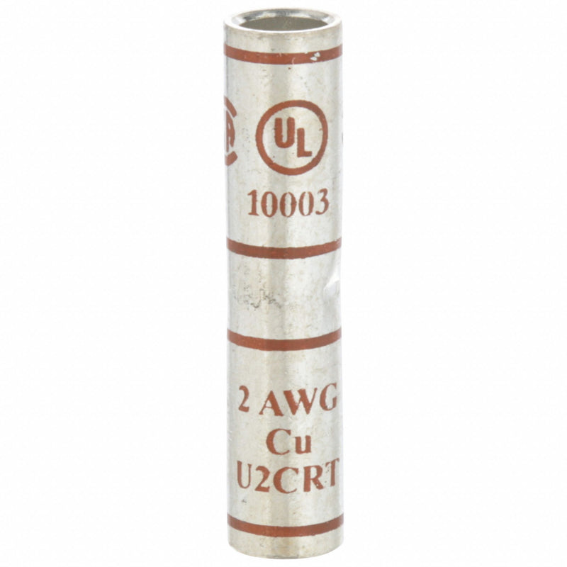 3M 10003 Open Barrel Splice, 2 AWG, Brown Code, 1.88 in, Copper