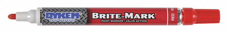 Dykem 84006 Brite-Mark Liquid Paint Marker, Red, Fiber Nib, Bullet Tip, Aluminum Body