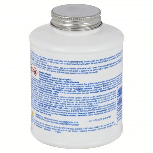Permatex 80633 Pipe Thread Sealant with PTFE, 16 fl oz, Brush-Top Can, White