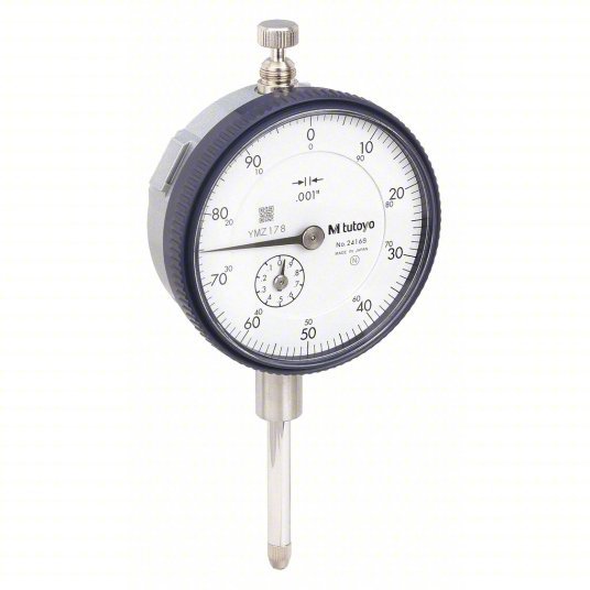 Mitutoyo 2416A Dial Indicator Lug Back 0 in to 1 in Range, Continuous Reading, 0-100 Dial Reading, Box